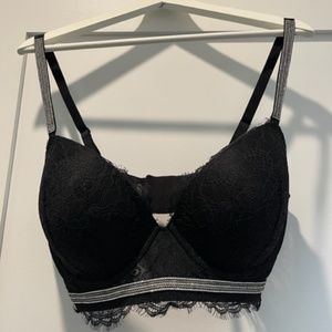Victoria's Secret Very Sexy 36DD EUC Black Lace Rhinestone Bra